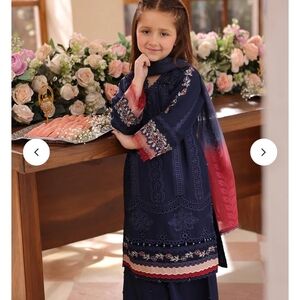 Elegant Navy and Red Kids Formal Dress